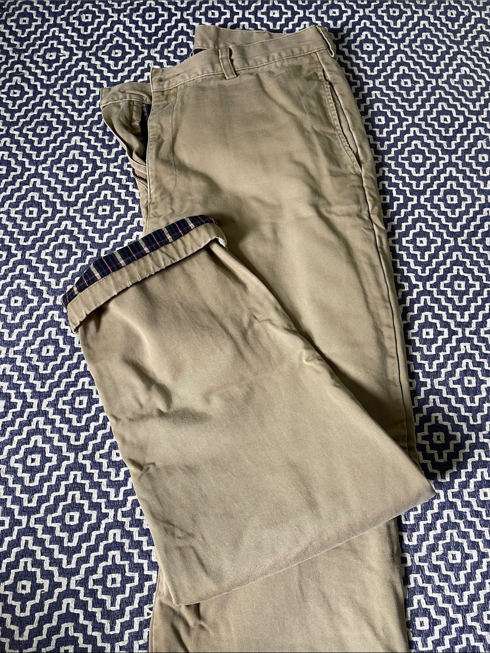 Classic Men's Khaki Chino Pants flannel lined
